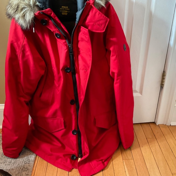 Ralph Lauren Polo Faux-Fur-Trim Down Hooded Coat-L - Picture 4 of 16